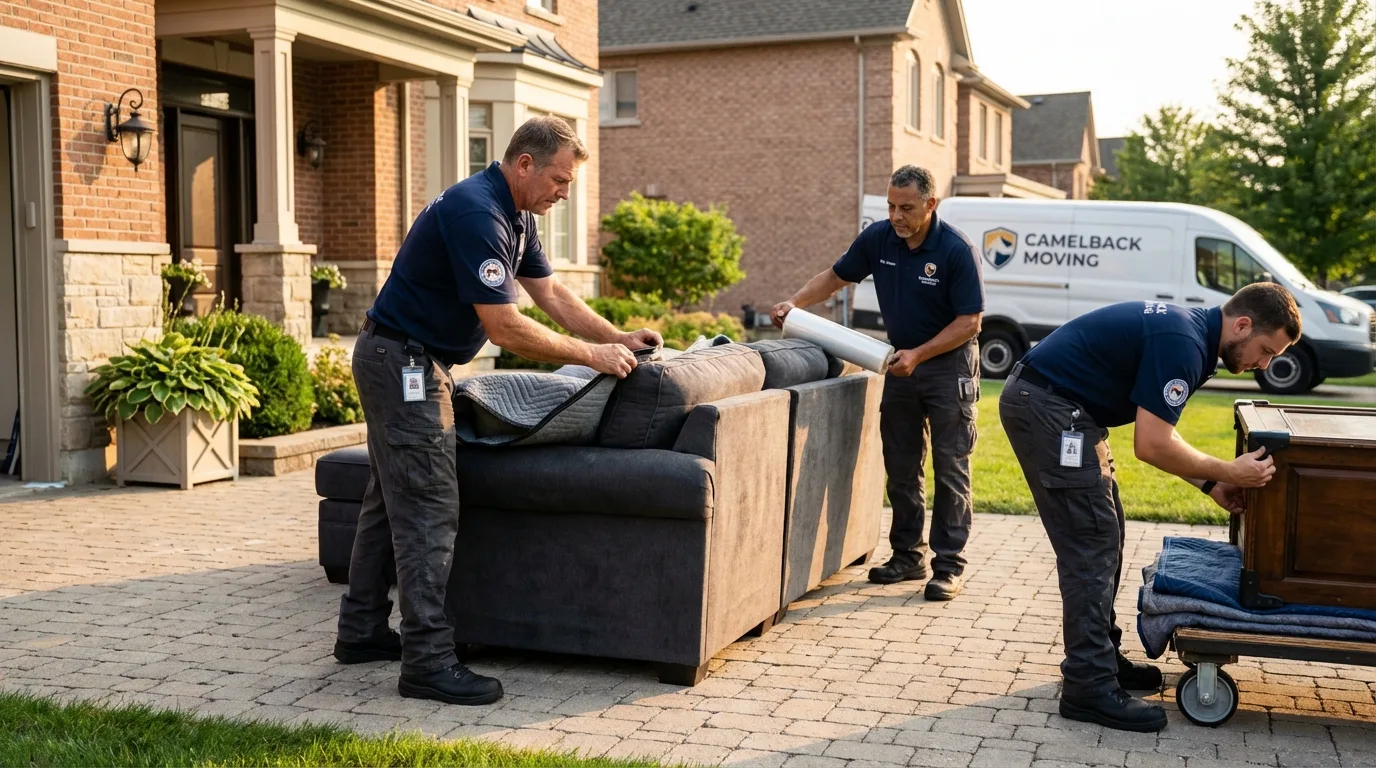Large estate moving crew wrapping furniture in Brocton, NY