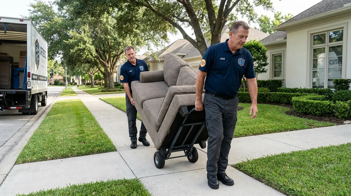 Local residential moving crew loading furniture in Brocton, NY